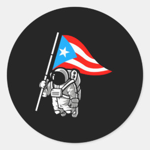 Sticker Rond Drapeau de l'astronaute portoricaine Boricua