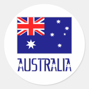 Sticker Rond Drapeau de l'Australie & mot