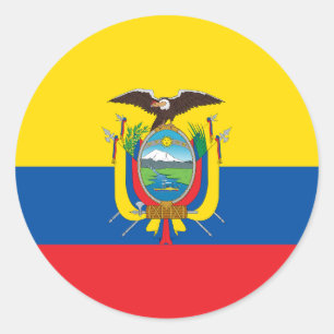 Sticker Rond Drapeau de l'Équateur