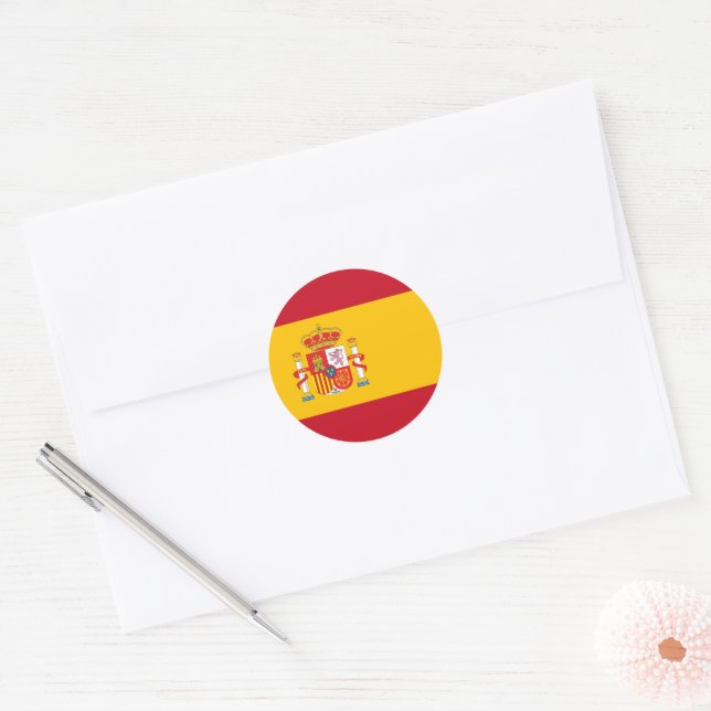 Sticker Rond Drapeau de l'Espagne (Enveloppe)