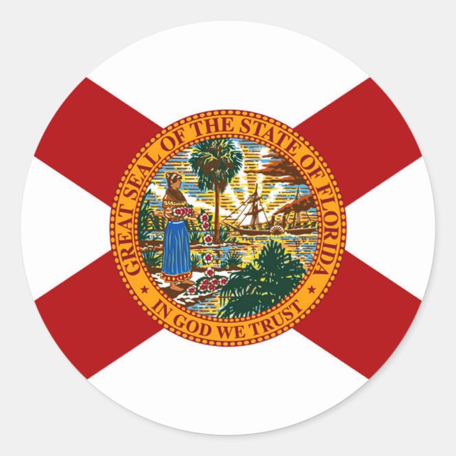 Sticker Rond Drapeau de l'État de Floride (Devant)
