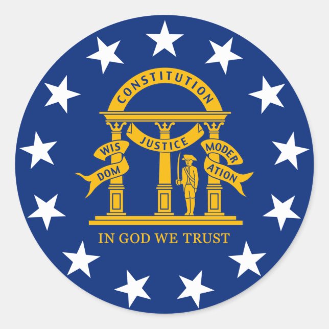 Sticker Rond Drapeau de l'État de Géorgie (Devant)