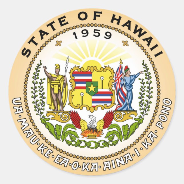 Sticker Rond drapeau de l'État de Hawaii sceau de la république (Devant)