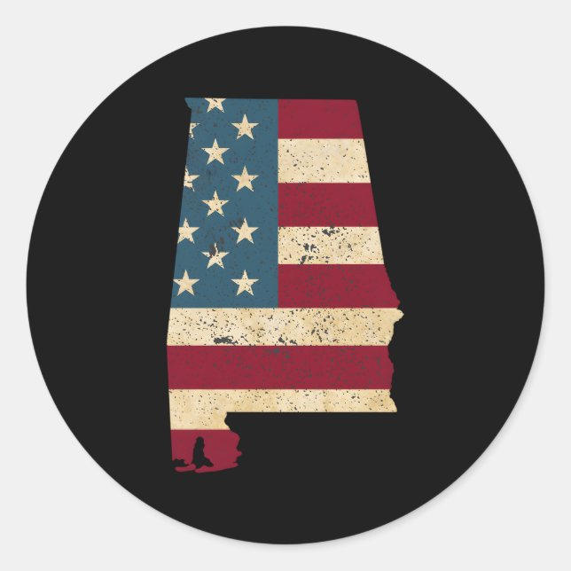 Sticker Rond Drapeau De L'État De L'Alabama Patriotique Usa Pou (Devant)