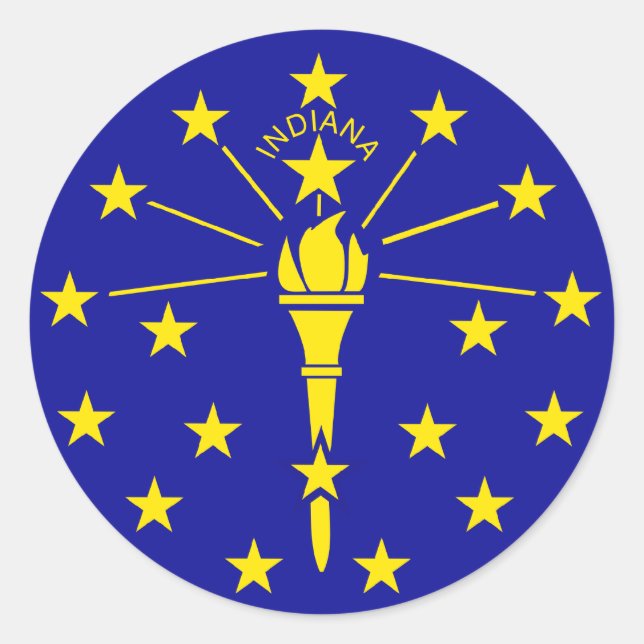 Sticker Rond Drapeau de l'État de l'Indiana (Devant)