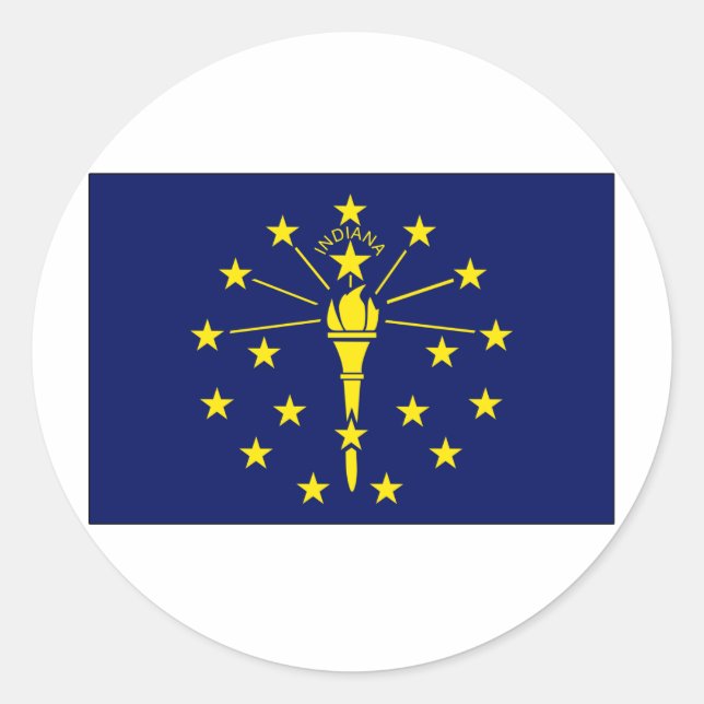 Sticker Rond Drapeau de l'État de l'Indiana (Devant)