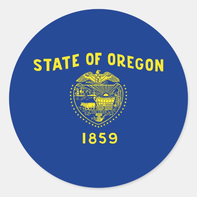 Sticker Rond Drapeau de l'État de l'Oregon (Devant)