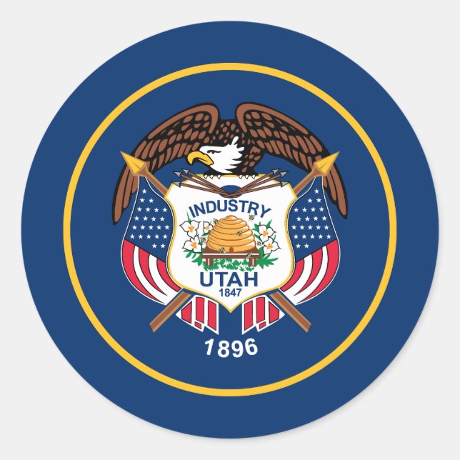 Sticker Rond Drapeau de l'État de l'Utah (Devant)