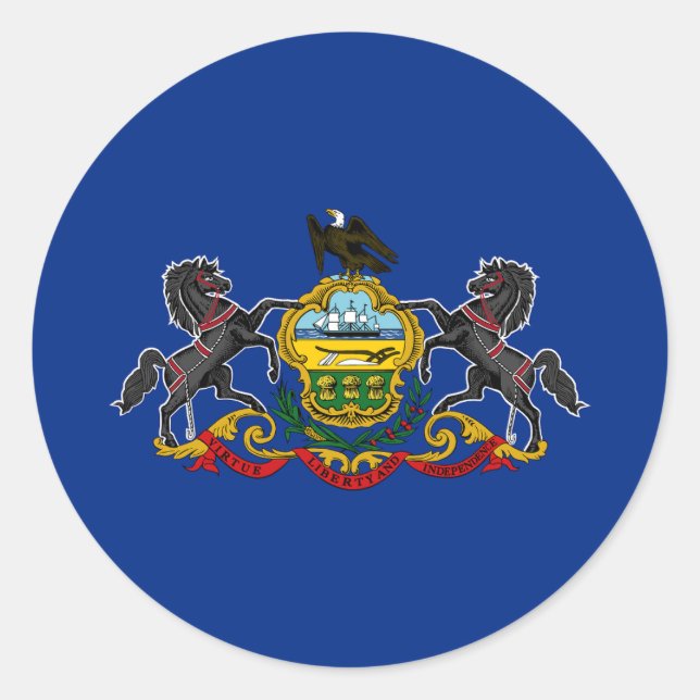 Sticker Rond Drapeau de l'État de Pennsylvanie (Devant)