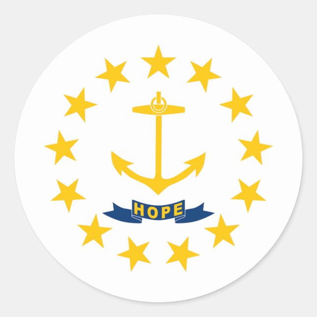Sticker Rond Drapeau de l'État de Rhode Island (Devant)