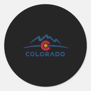 Sticker Rond Drapeau de l'État du Colorado montagnes Rocheuses