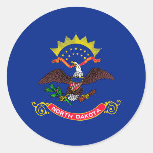 Sticker Rond Drapeau de l'État du Dakota du Nord