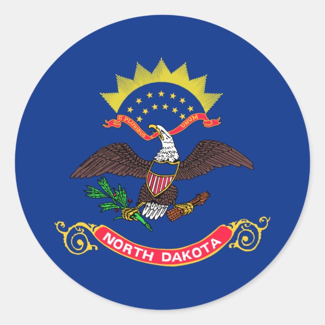 Sticker Rond Drapeau de l'État du Dakota du Nord (Devant)