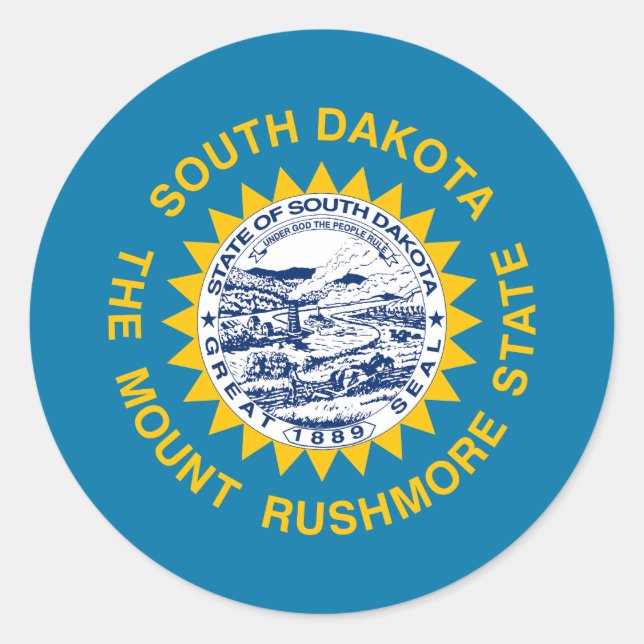 Sticker Rond Drapeau de l'État du Dakota du Sud (Devant)