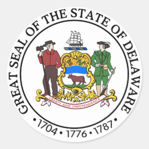 Sticker Rond drapeau de l'état du Delaware sceau de la républiq