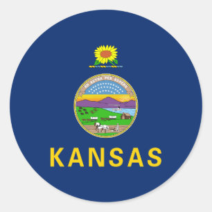 Sticker Rond Drapeau de l'État du Kansas