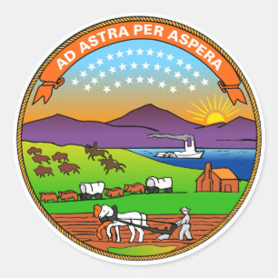 Sticker Rond Drapeau de l'État du Kansas