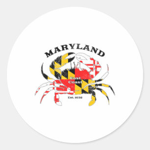 Sticker Rond Drapeau de l'État du Maryland Crabe Fierté Annapol