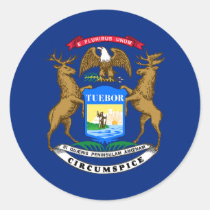 Sticker Rond Drapeau de l'État du Michigan