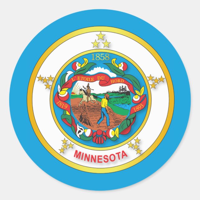 Sticker Rond Drapeau de l'État du Minnesota (Devant)