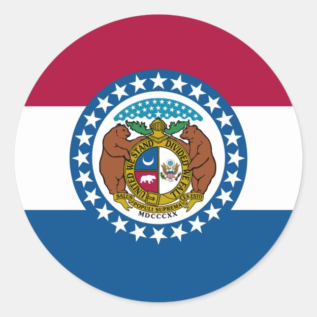 Sticker Rond Drapeau de l'État du Missouri (Devant)