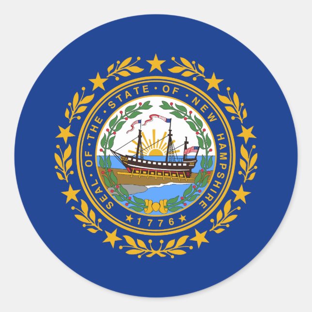 Sticker Rond Drapeau de l'État du New Hampshire (Devant)