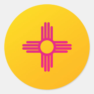 Sticker Rond Drapeau de l'État du Nouveau-Mexique Zia Soleil