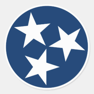 Sticker Rond Drapeau de l'État du Tennessee Bleu Blanc Étoiles
