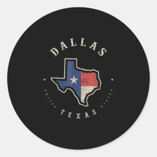 Sticker Rond Drapeau de l'État du Texas vintage carte de Dallas