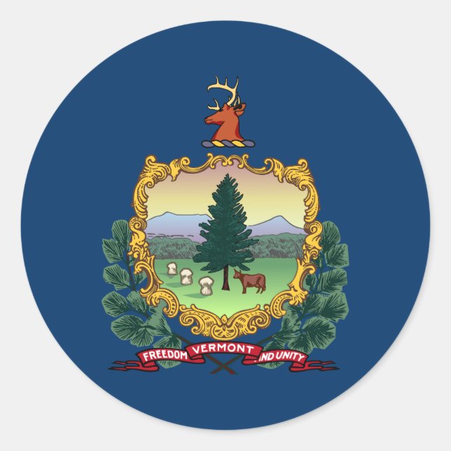 Sticker Rond Drapeau de l'État du Vermont (Devant)