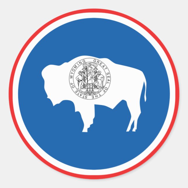 Sticker Rond Drapeau de l'État du Wyoming (Devant)