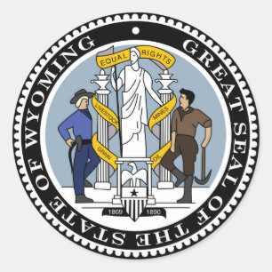 Sticker Rond drapeau de l'état du Wyoming sceau de la républiqu