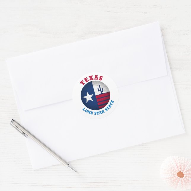 STICKER ROND DRAPEAU DE L'ÉTAT LONE STAR DU TEXAS (Enveloppe)