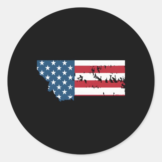 Sticker Rond Drapeau De L'État Patriotique Du Montana Aux États (Devant)