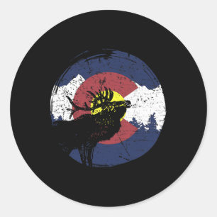 Sticker Rond Drapeau de l'État Rétro Colorado Montagnes Rocheus