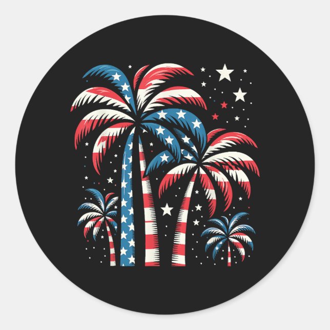 Sticker Rond Drapeau de l'été 4 juillet (Devant)