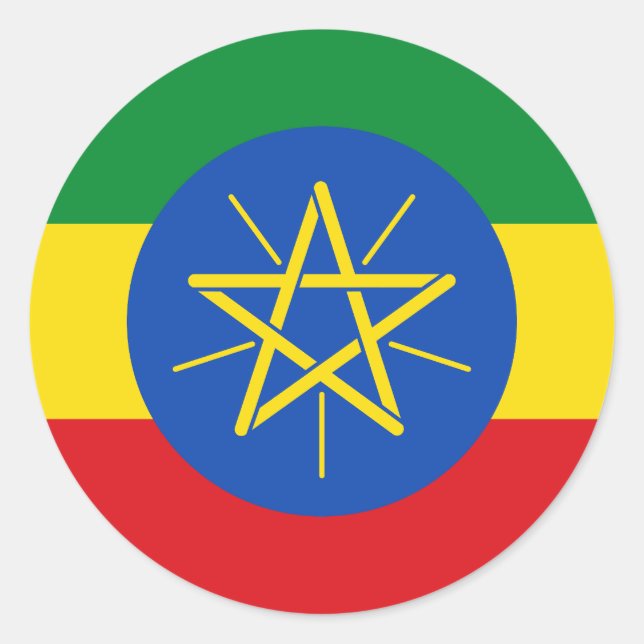 Sticker Rond Drapeau de l'Éthiopie (Devant)