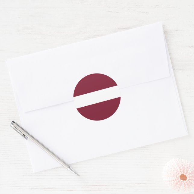 Sticker Rond Drapeau de Lettonie (Enveloppe)