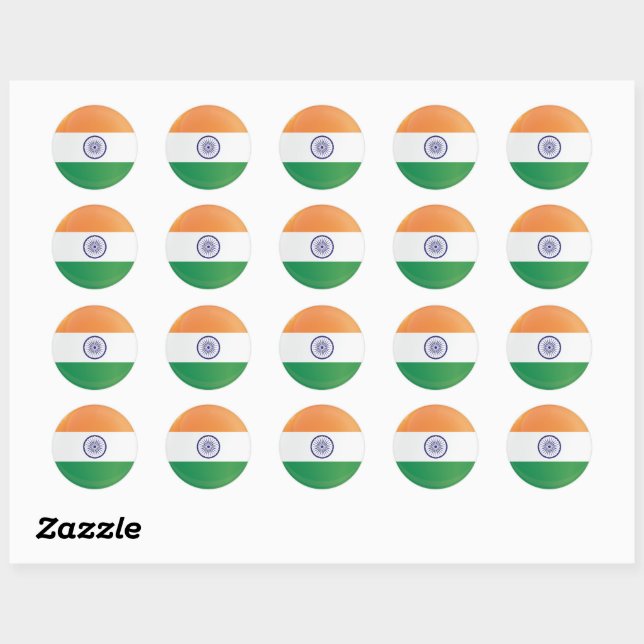 Sticker Rond Drapeau de l'icône ronde indienne (Feuille)