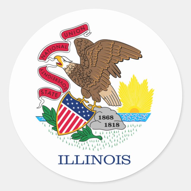 Sticker Rond Drapeau de l'Illinois (Devant)