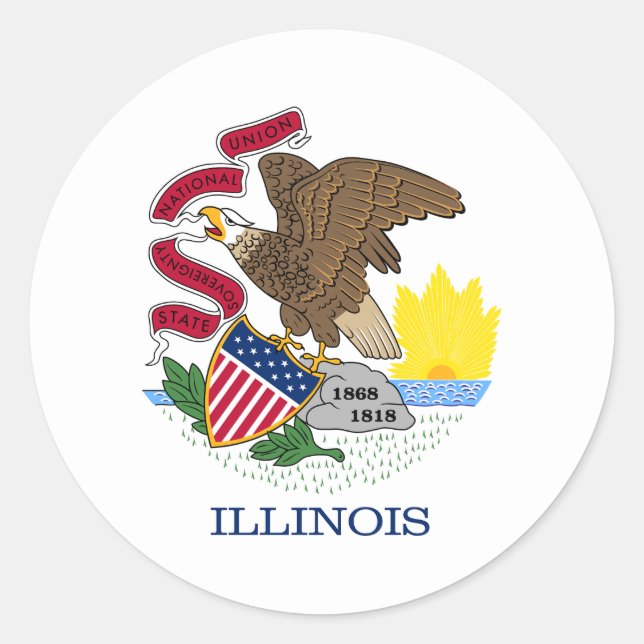 Sticker Rond Drapeau de l'Illinois (Devant)