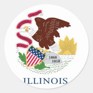 Sticker Rond Drapeau de l'Illinois