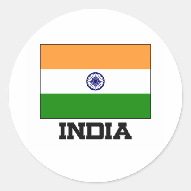 Sticker Rond Drapeau de l'Inde (Devant)