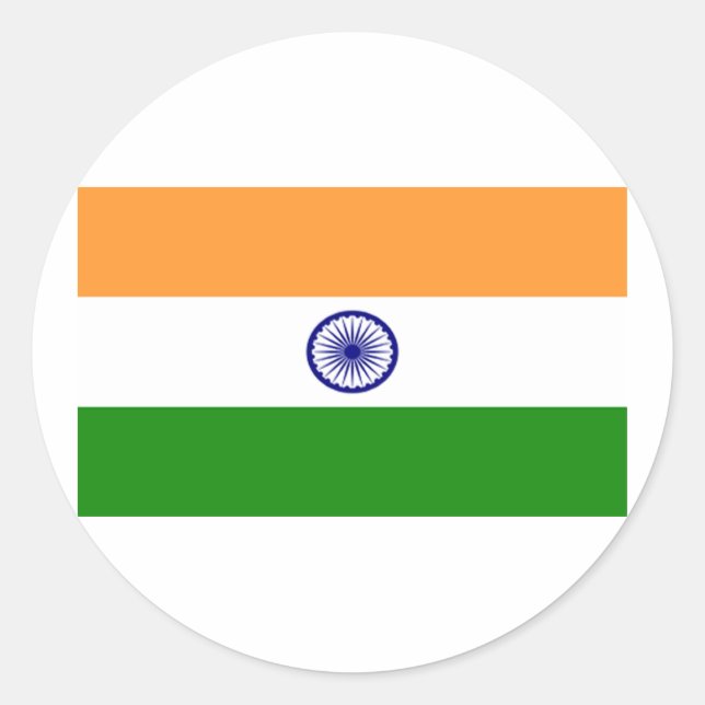Sticker Rond Drapeau de l'Inde (Devant)