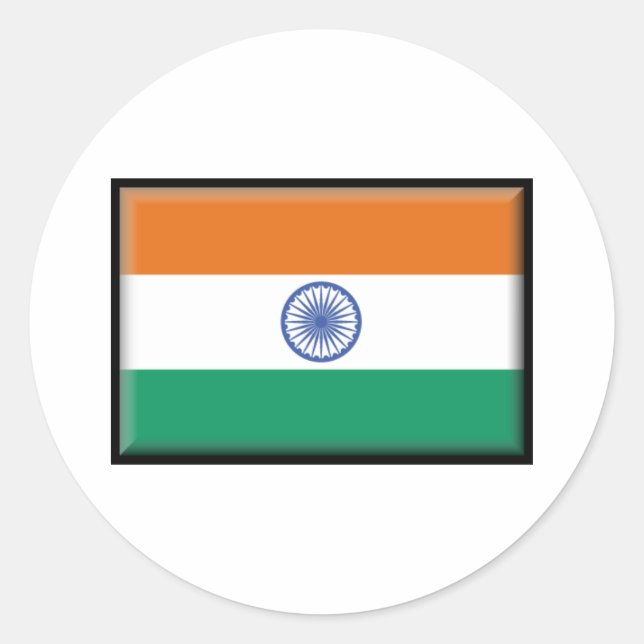 Sticker Rond Drapeau de l'Inde (Devant)