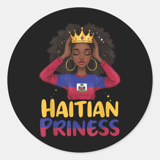 Sticker Rond Drapeau de l'Indépendance de la Princesse Haïtienn (Devant)