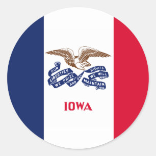 Sticker Rond Drapeau de l'Iowa