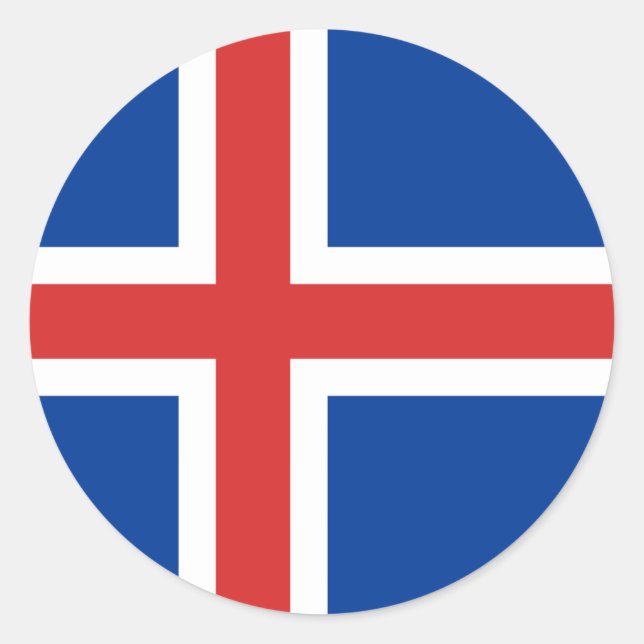 Sticker Rond Drapeau de l'Islande (Devant)