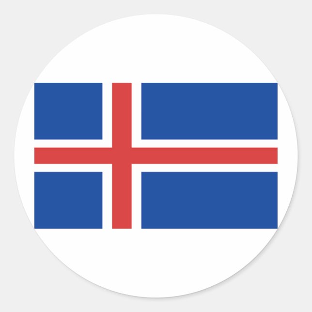 Sticker Rond Drapeau de l'Islande (Devant)