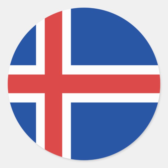 Sticker Rond Drapeau de l'Islande (Devant)